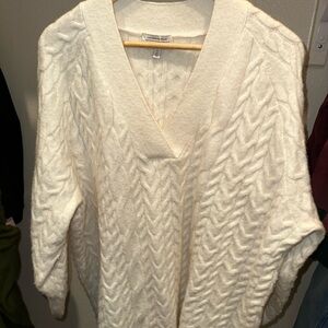 & Other Stories Cream V-Neck Cable Knit Sweater